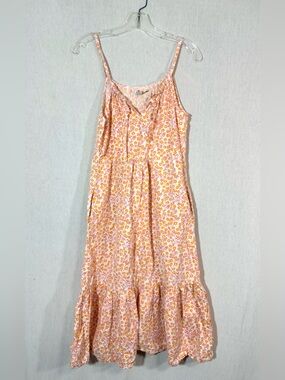 Mata Traders Size S 100% cotton pink white & Orange Floral Cotton Sundress